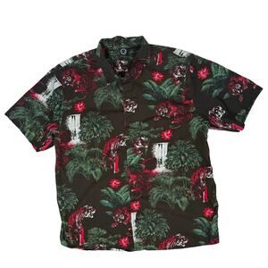 Neff Jungle Tigard Button Down Shirt Men’s Medium Tropical Waterfalls